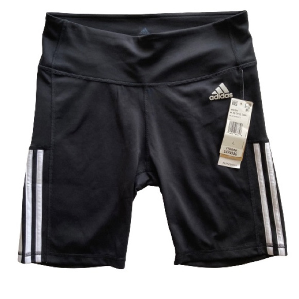 Adidas 3 Stripe Bike Shorts Womens Size Large Black/White NWT